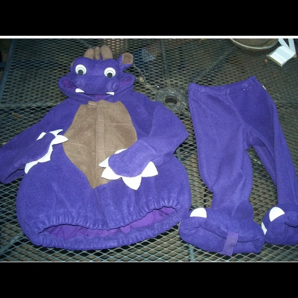 OLD NAVY Purple Dragon Plush Padded Halloween Dress-Up Costume~3-6 months warm
